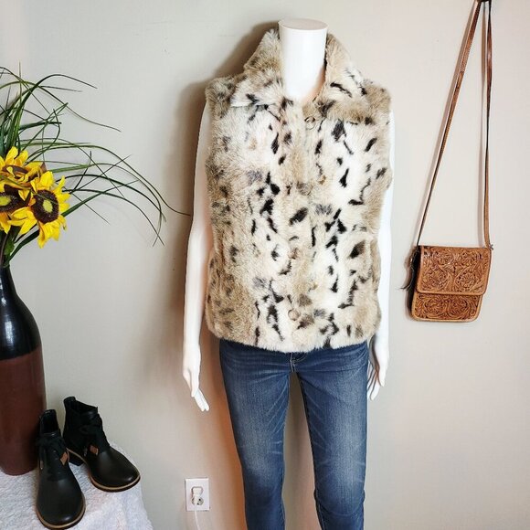 Blanc Noir leopard print fur vest - Picture 1 of 7